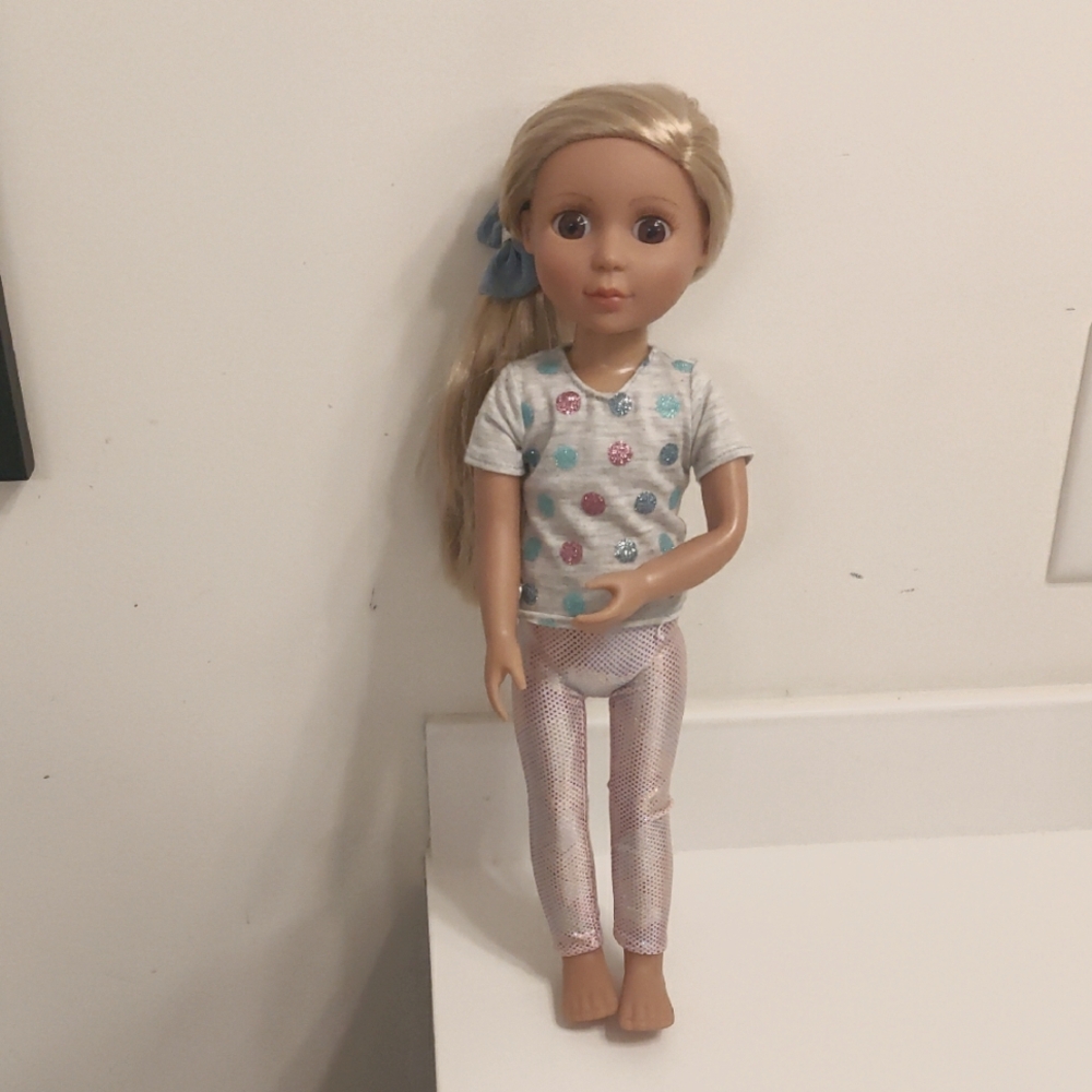 Glitter Girl Doll 14” Poseable Gift Blonde Hair and Colorful Outfit